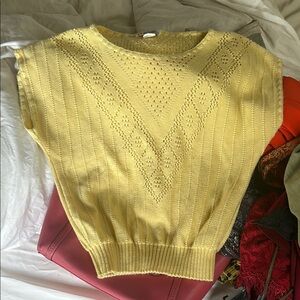 Vintage Yellow Knit Women's Sweater